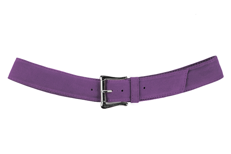 Amethyst purple women's dress belt, matching pumps and bags. Made to measure. Profile view - Florence KOOIJMAN